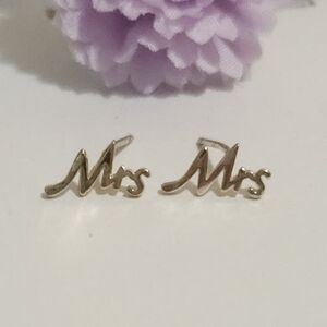 The Ring Boxes MRS Gold Plated Sterling Silver Stud Earrings Marked S925